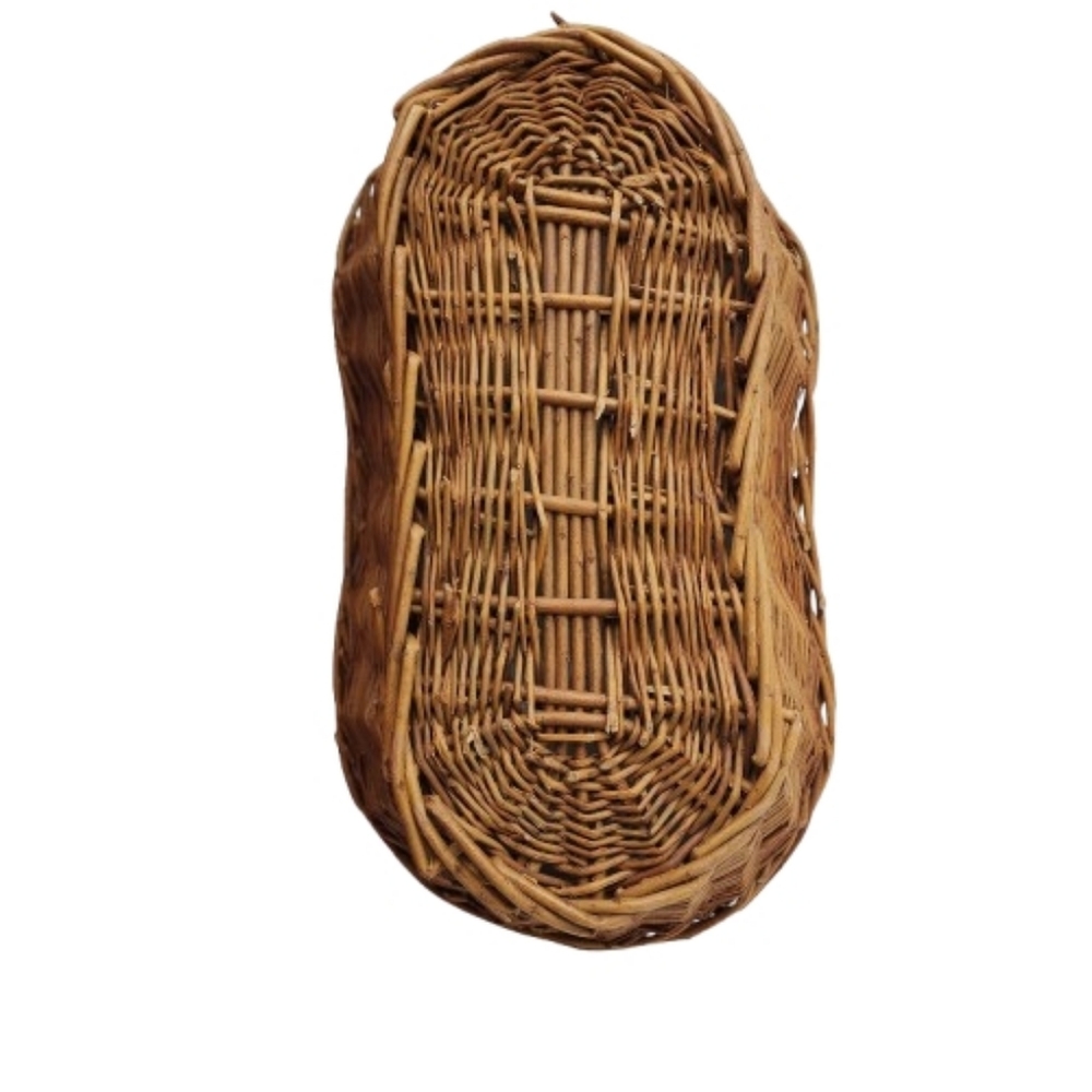 Cottagecore Natural Brown Peanut-Shaped Woven Lined Basket